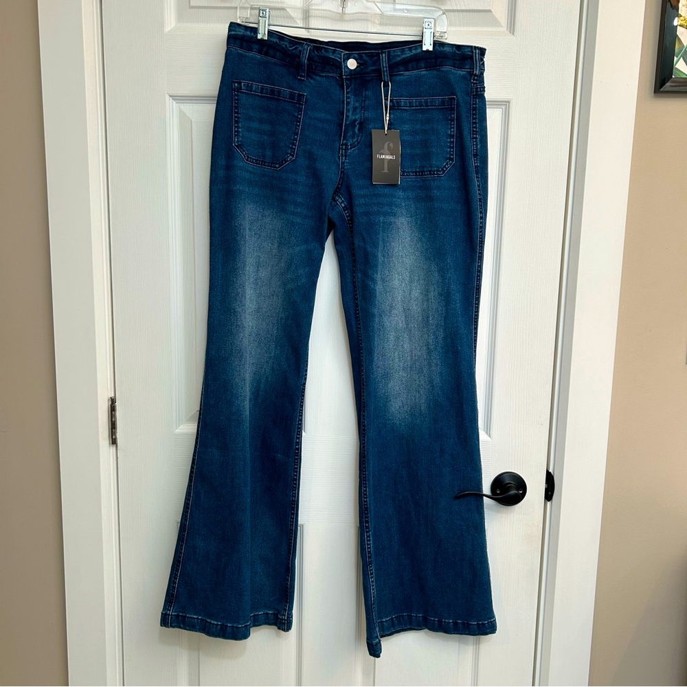 Mid Rise Wide Straight Leg Flamingals Jeans
